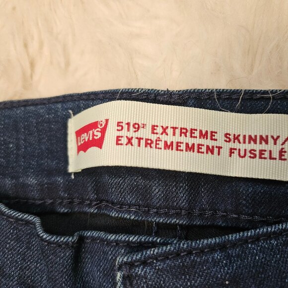 Levi's 519 16Reg Women's Blue Dark Wash Extreme Skinny Jeans W28/L28 - Picture 8 of 9